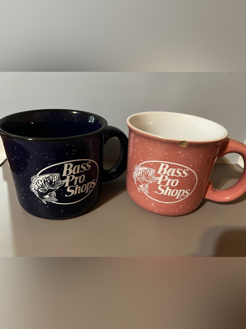 Bass Pro Shops Navy and Pink Speckled Ceramic Mug Duo